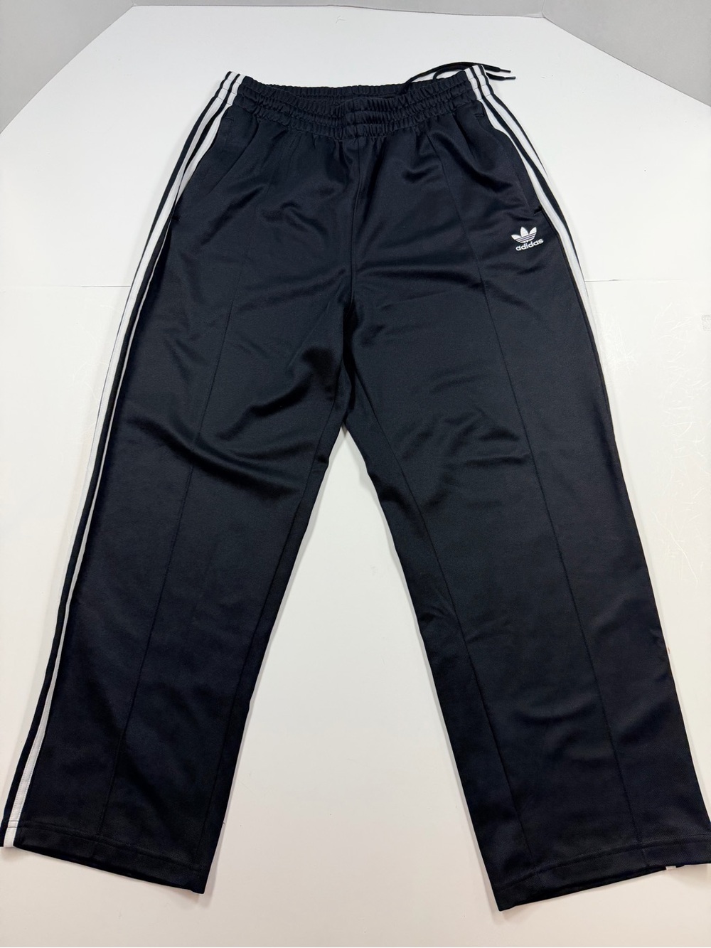 adidas Black Track Pants with White Triple Stripes size M